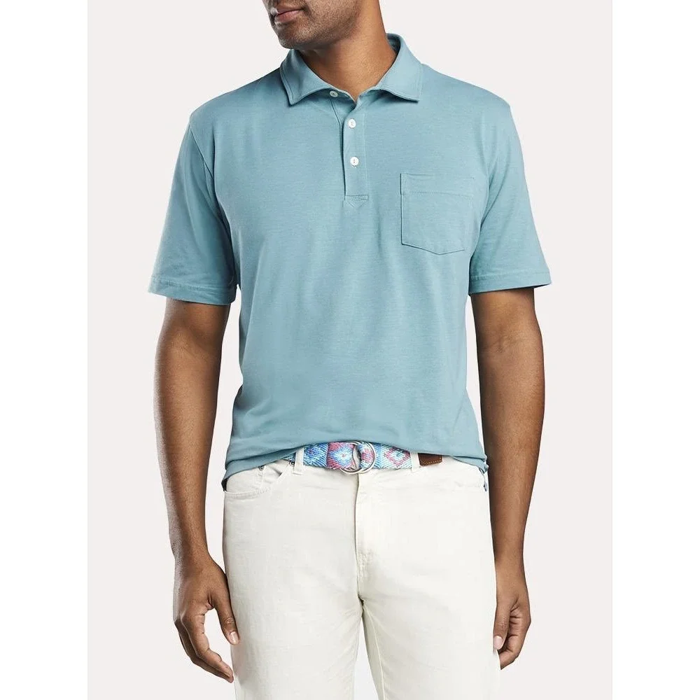 Peter Millar Seaside Wash‎ Polo Shirt L Aqua Green Stretch Cotton Comfort 1912